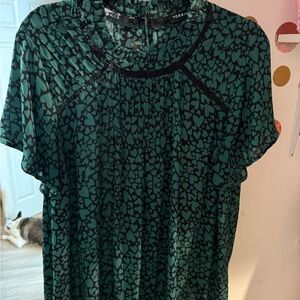 TORRID Teal Heart Pattern Blouse